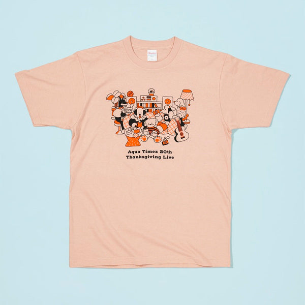 Aqua Timez 20th Thanksgiving Live イラストTシャツ ピンクグレー