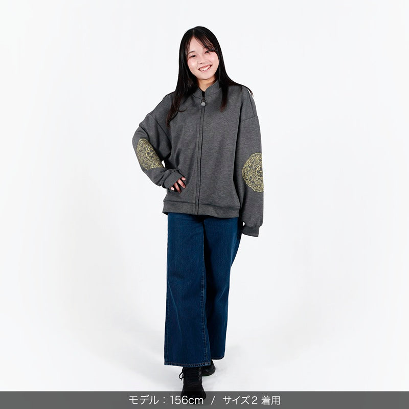 【会場受取】スワトウ柄 刺繍ジャケット  サイズ2チャコールグレー