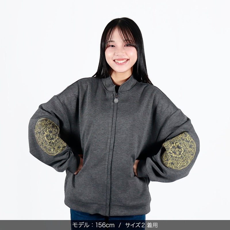 【会場受取】スワトウ柄 刺繍ジャケット  サイズ2チャコールグレー