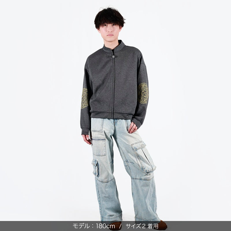 【会場受取】スワトウ柄 刺繍ジャケット  サイズ2チャコールグレー